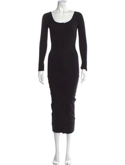 Pre-owned The Line By K Scoop Neck Midi Length Dress In Black