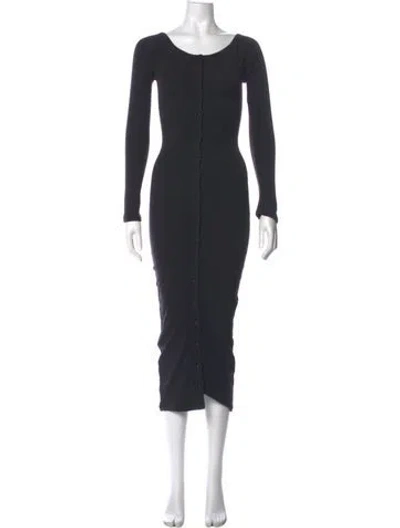 Pre-owned The Line By K Scoop Neck Midi Length Dress In Gray