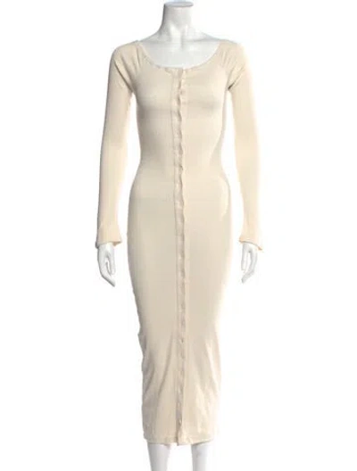 Pre-owned The Line By K Scoop Neck Midi Length Dress In Neutral