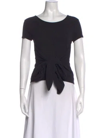 Pre-owned The Line By K Scoop Neck Short Sleeve Crop Top In Black