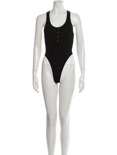 Pre-owned The Line By K Scoop Neck Sleeveless Bodysuit In Black