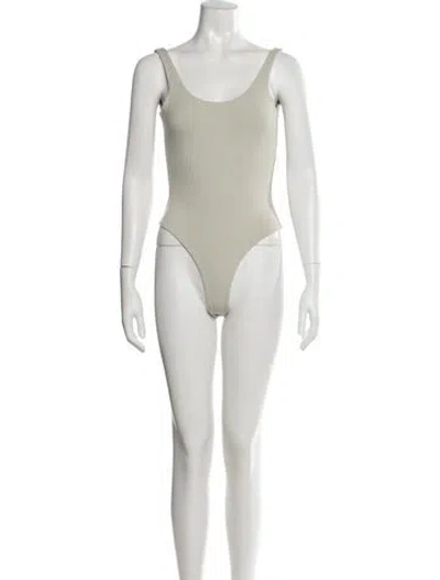 Pre-owned The Line By K Scoop Neck Sleeveless Bodysuit In Gray