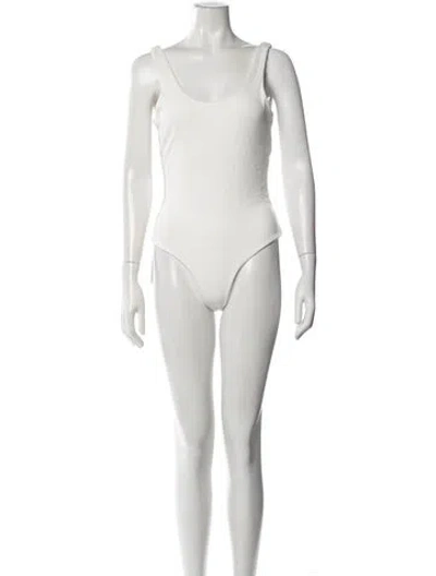 Pre-owned The Line By K Scoop Neck Sleeveless Bodysuit W/ Tags In White