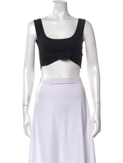 Pre-owned The Line By K Scoop Neck Sleeveless Crop Top In Black