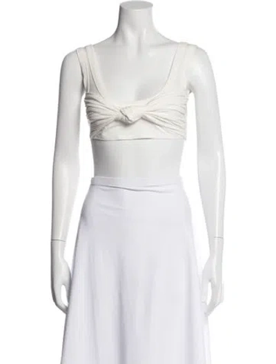 Pre-owned The Line By K Scoop Neck Sleeveless Crop Top In White