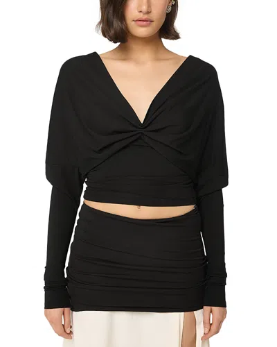 The Line By K Selvie Pleated Batwing Top In Brown