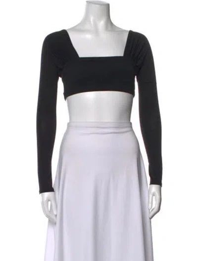 Pre-owned The Line By K Square Neckline Long Sleeve Crop Top In Grey