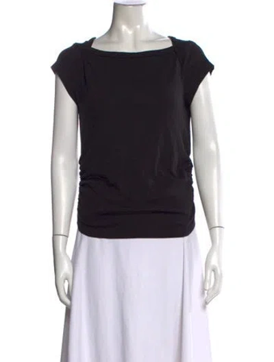 Pre-owned The Line By K Square Neckline Short Sleeve Top In Black