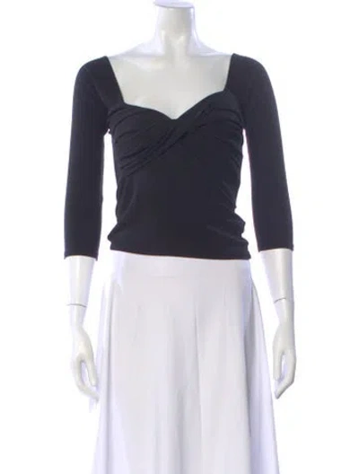 Pre-owned The Line By K Square Neckline Three-quarter Sleeve Top In Black