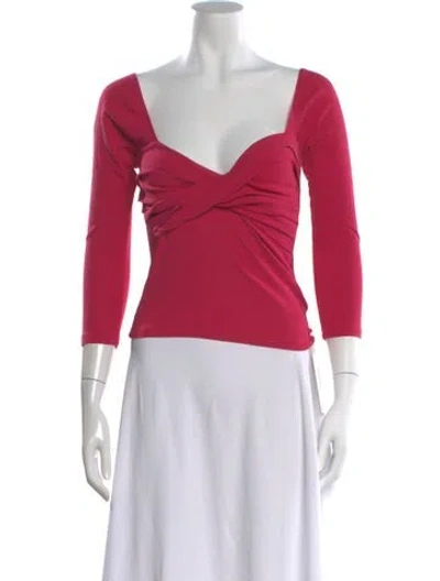 Pre-owned The Line By K Square Neckline Three-quarter Sleeve Top In Pink