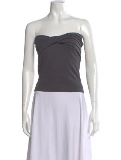 Pre-owned The Line By K Strapless Crop Top In Gray