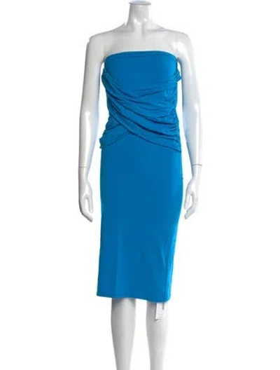 Pre-owned The Line By K Strapless Midi Length Dress In Blue