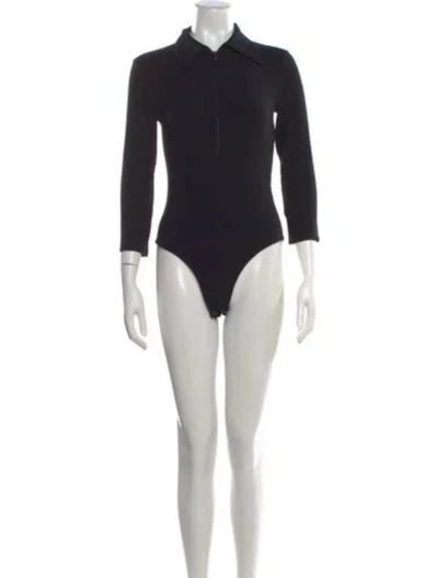 Pre-owned The Line By K Three-quarter Sleeve Bodysuit In Black