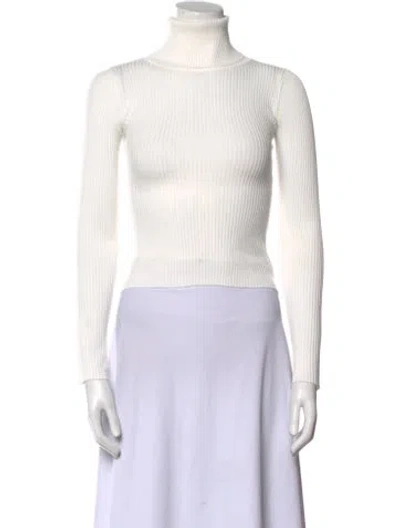 Pre-owned The Line By K Turtleneck Long Sleeve Crop Top In White