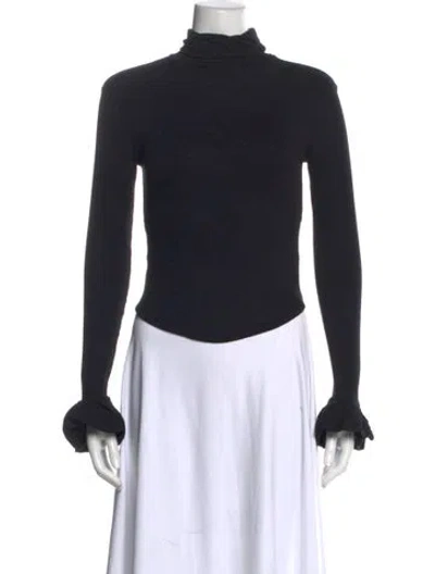 Pre-owned The Line By K Turtleneck Long Sleeve Top In Black