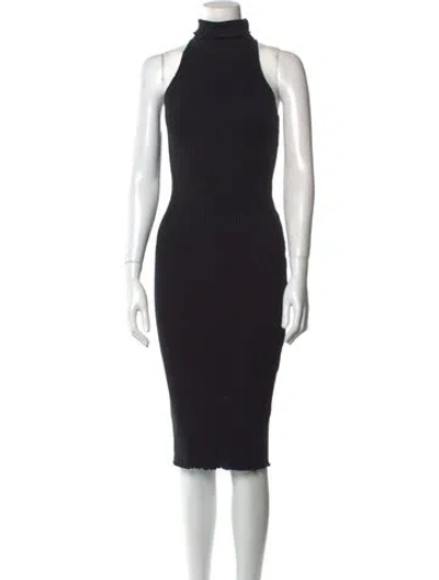 Pre-owned The Line By K Turtleneck Midi Length Dress In Black