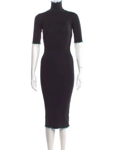 Pre-owned The Line By K Turtleneck Midi Length Dress In Black