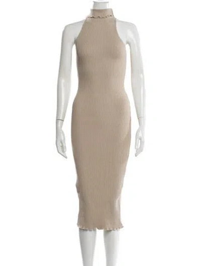 Pre-owned The Line By K Turtleneck Midi Length Dress In Neutral