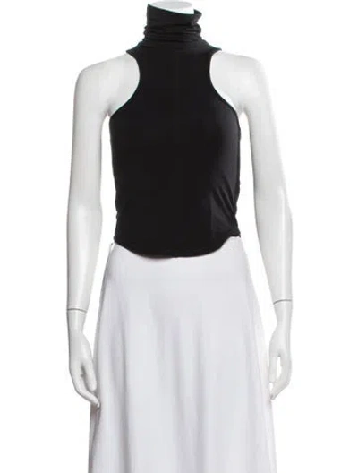 Pre-owned The Line By K Turtleneck Sleeveless Crop Top In Black