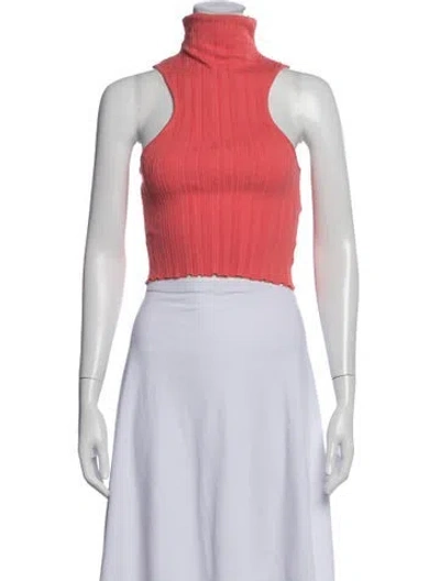 Pre-owned The Line By K Turtleneck Sleeveless Crop Top W/ Tags In Orange