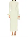 The Line By K Valentina Maxi Long Sleeve Dress In Pale Green In White