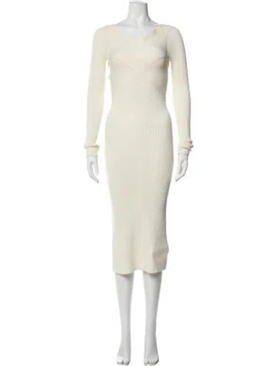 Pre-owned The Line By K V-neck Knee-length Dress In Neutral