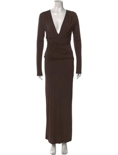 Pre-owned The Line By K V-neck Long Dress In Brown