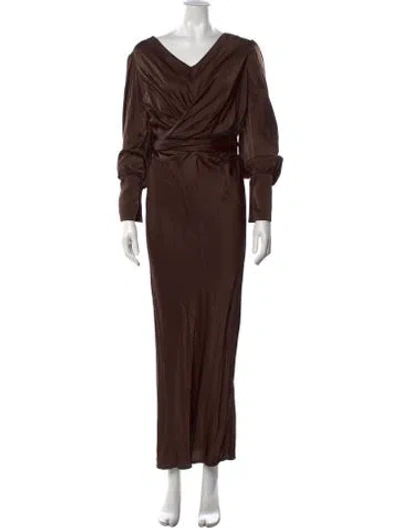 Pre-owned The Line By K V-neck Long Dress In Brown