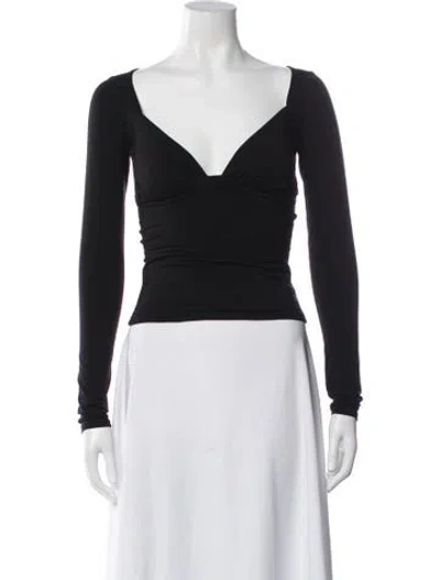 Pre-owned The Line By K V-neck Long Sleeve Top In Black