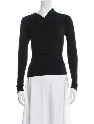 Pre-owned The Line By K V-neck Long Sleeve Top In Black