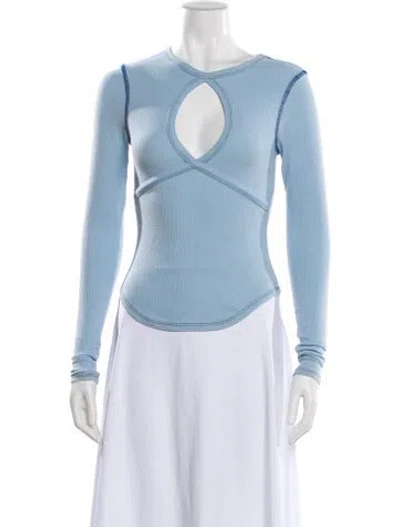 Pre-owned The Line By K V-neck Long Sleeve Top In Blue