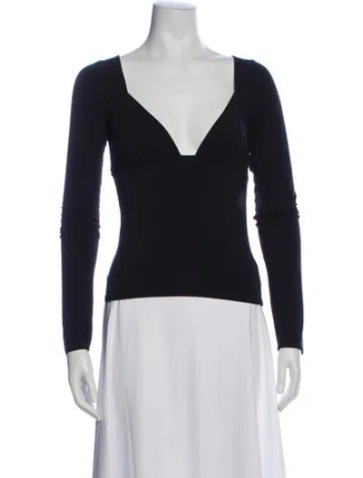 Pre-owned The Line By K V-neck Long Sleeve Top In Blue