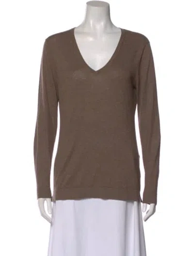 Pre-owned The Line By K V-neck Long Sleeve Top In Brown