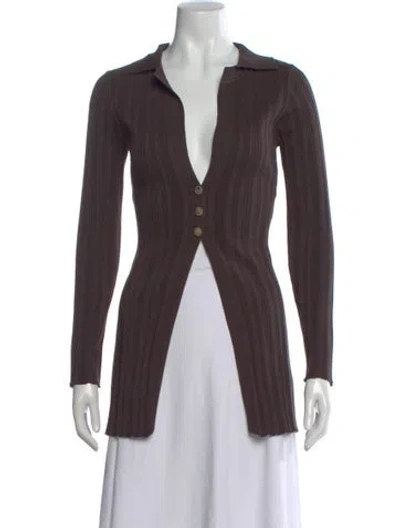 Pre-owned The Line By K V-neck Long Sleeve Top In Brown
