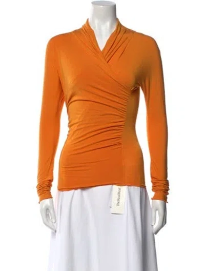 Pre-owned The Line By K V-neck Long Sleeve Top In Orange