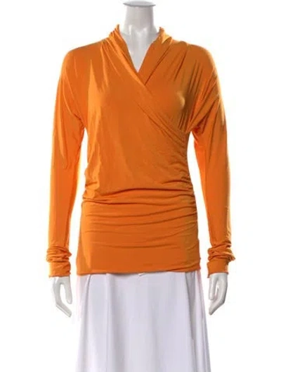 Pre-owned The Line By K V-neck Long Sleeve Top In Orange