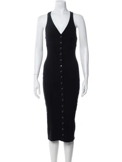 Pre-owned The Line By K V-neck Midi Length Dress In Black