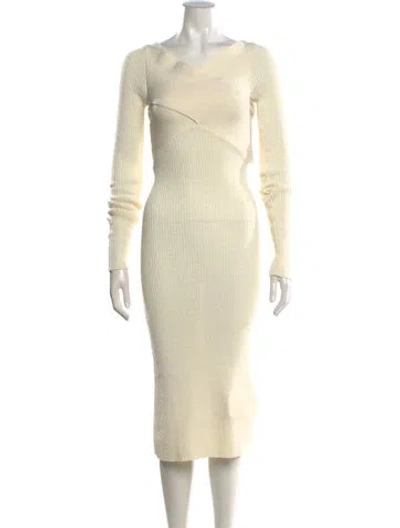 Pre-owned The Line By K V-neck Midi Length Dress In Neutral