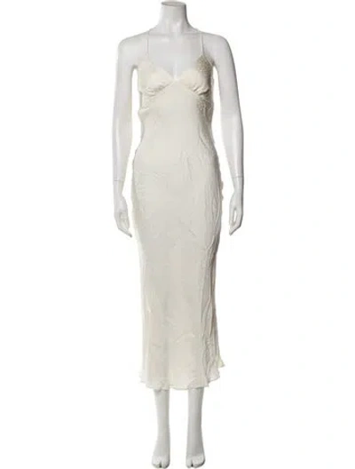 Pre-owned The Line By K V-neck Midi Length Dress W/ Tags In White