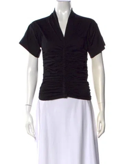 Pre-owned The Line By K V-neck Short Sleeve Top In Black