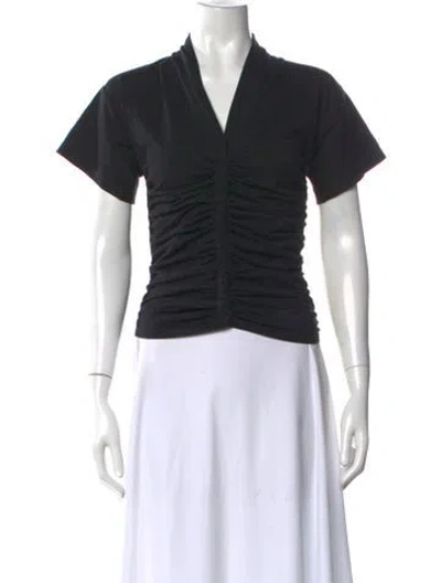 Pre-owned The Line By K V-neck Short Sleeve Top In Black