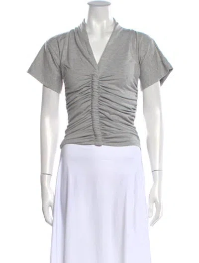 Pre-owned The Line By K V-neck Short Sleeve T-shirt In Neutral