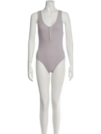 Pre-owned The Line By K V-neck Sleeveless Bodysuit In Gray
