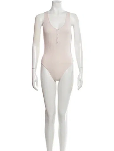 Pre-owned The Line By K V-neck Sleeveless Bodysuit In Neutral