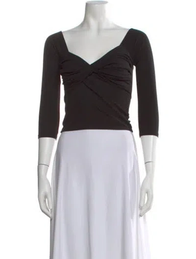 Pre-owned The Line By K V-neck Three-quarter Sleeve Top In Brown