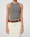 THE LINE BY K XIMENO CROSS-BACK TANK IN HEATHER GREY