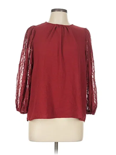 Pre-owned The Line Of Style 3/4 Sleeve Blouse In Burgundy