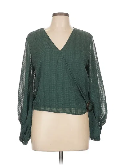 Pre-owned The Line Of Style Long Sleeve Blouse In Green