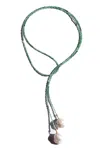 The Link Between Women's Gold / Green Aurora Baroque Drop Emerald Open Ended Necklace Lariat In Multi
