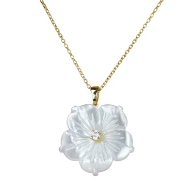 The Link Between Women's Gold / White / Silver Mara Pendant Mother Of Pearl Flower On Chain With Diamond Accent In Multi